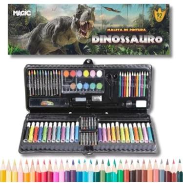 Imagem de Maleta Kit de Pintura Infantil Escolar com 92 Peças Dinossauros