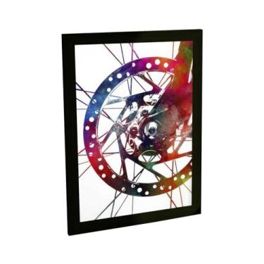 Imagem de Quadro Decorativo Moto Roda Ilustração Colorida Aro Decoração Poster Quarto Sala