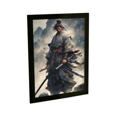 Imagem de Quadro Decorativo Samurai Ilustração Montanha Cinzas Decoração Poster Quarto Sala