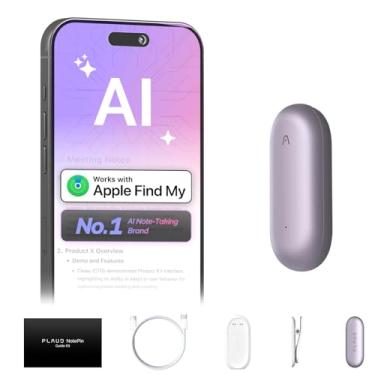 Imagem de Gravador de voz com IA, com PLAUD NotePin, controle de aplicativo, anotador com IA, transcrição e resumo com IA, 112 idiomas, 64 GB, gravador de áudio para aulas, reuniões, roxo pôr do sol
