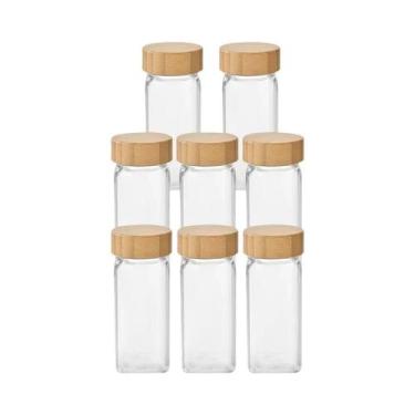 Imagem de Conjunto De Potes De Vidro Para Temperos Com Tampa De Bambu 5 12 Peças