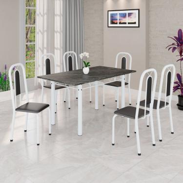 Imagem de Conjunto Sala de Jantar com 6 Cadeiras Lívia Preto / Branco