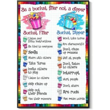 Imagem de Nichpedr Be A Bucket Filler Not A Dipper Metal Alumínio Sinais Vintage Balde Enchimento Cartazes Pré-Escolares Educação Arte de Parede Placa Decoração de Parede Casa Sala de Aula 15 x 20 cm