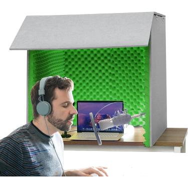 Imagem de Capa à Prova De Som Para Desktop, Escudo De Isolamento De Microfone, Cabine Vocal Portátil Para Gravação, Para Estúdio Doméstico, Gravação De Música, Podcasting, Purple, 80 * 80 * 80cm