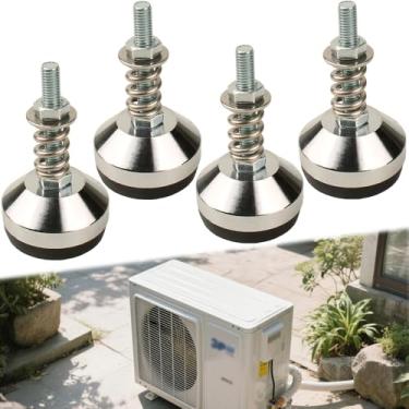 Imagem de Pés niveladores resistentes, suporte de isolamento vibratório com almofada de choque de ar condicionado, base de 5 cm de diâmetro, pés de nivelamento ajustáveis, rosca M8, capacidade de 599 kg para