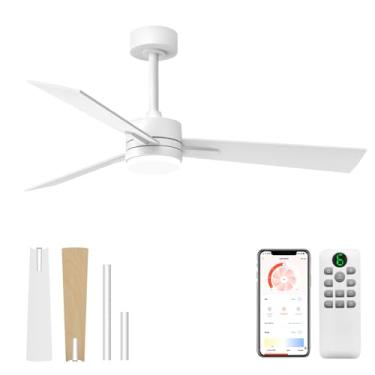 Imagem de GESUM Ventiladores De Teto 42" Com Luzes, Controle Remoto/Aplicativo, Motor Cc Reversível, Regulável Em 3 Circuitos, Temporizador Silencioso, Ventilador Inteligente Pás Para Ambientes Internos/Exter