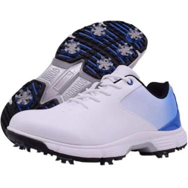 Imagem de Sapatos De Golfe à Prova D'água Para Homens Treinadores De Golfe 7 Spike Walking Footwears Outdoor Golf Training, Blue, 9 UK