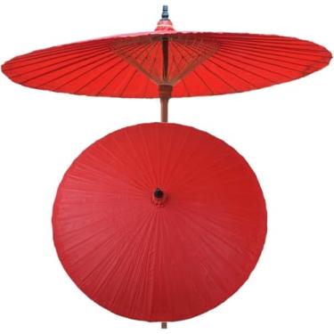 Imagem de Guarda-sol Redondo De 2m E, Guarda-sol De Oleado Artesanal Ao Ar Livre, Guarda-sol De Jardim De Bambu Clássico, Guarda-sol Portátil, Proteção Uv, à Prova De Chuva, Red