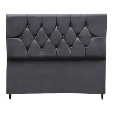 Imagem de Cabeceira Estofada Ayla Queen Para Cama Box Fixação Apoiada Madeira de Eucalipto Suede Cinza Black House Decor