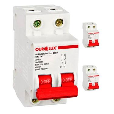 Imagem de 3 Disjuntores 2 Polos 40 Amperes Curva C 4ka Ourolux