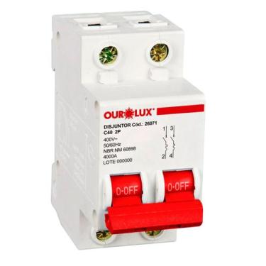 Imagem de Disjuntor 2 Polos 40 Amperes Curva C 4ka Ourolux