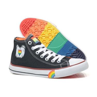 Imagem de Tenis Feminino Lgbt All Cano Alto Solado Arco Íris Lançamento Na Europ