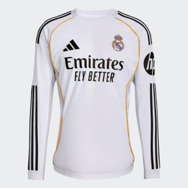 Imagem de Camisa Real Madrid Manga Longa Home 25/26 s/n Torcedor Adidas Masculin