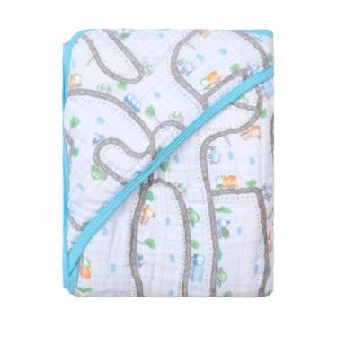 Imagem de Toalha com Capuz para Bebê – 100% Algodão Forrada com Fralda Soft – Alta Absorção – Estampas Variadas – 80x80 cm – Loja Era Uma Vez (Pista de Carros, Padrão)