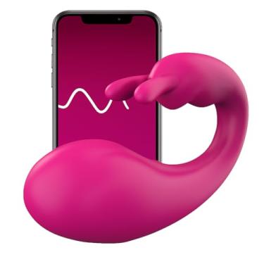 Imagem de Vibrador de Casal Ponto G com Estimulador por Aplicativo Bluetooth - Orelha de coelho
