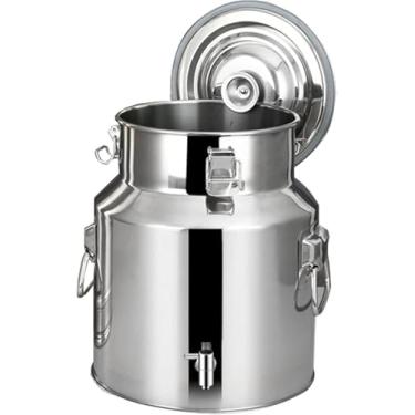 Imagem de Aço Inoxidável Hermético Lata De Leite Armazenamento Canister Transporte Lata Pote De Laticínios Balde De Pote Tote Jarro Barril De Óleo Balde De Chá Com Torneira, 9L