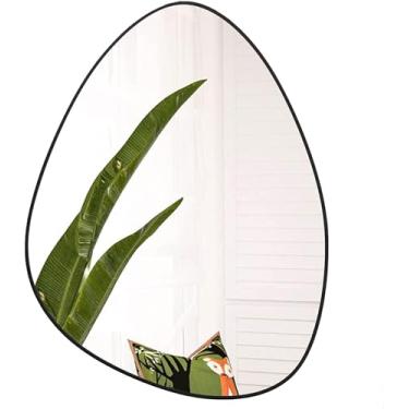 Imagem de Espelho Irregular Para Decoração De Sala Livig, Espelho Assimétrico Moder, Espelho De Banheiro Em Forma De Lágrima, Bordas Foscas Ed, Nero, 60x80cm/23.6x31.5in