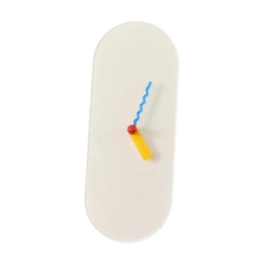 Imagem de Fenteer Relógio de parede nórdico, relógio de mesa decorativo moderno, minimalista e funcional, para sala de estar, sala de estudo interna, Branco