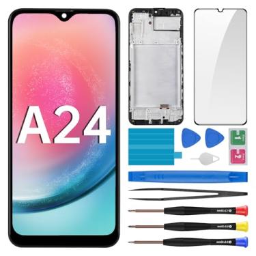 Imagem de BESJMYT Substituição de tela AMOLED para Samsung Galaxy A24 com moldura OLED Display Touch Digitalizador, montagem completa, vidro fixo com kit de ferramentas de reparo SM-A245F