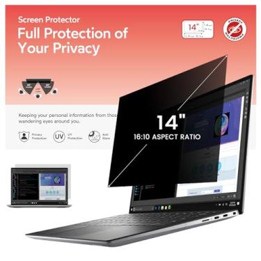 Imagem de bersem Tela de privacidade de laptop de 14 polegadas para monitor de computador com proporção 16:10, filtro de luz azul antirreflexo removível para tela de privacidade de laptop de 14 polegadas
