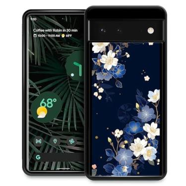 Imagem de CARLOCA Capa compatível com Google Pixel 7, estampa de flores azuis e brancas para meninas ultra proteção à prova de choque de silicone macio TPU antiderrapante traseira