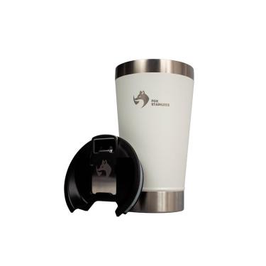 Imagem de Copo Térmico Fox Stainless Quente e Frio com Tampa 473ml Branco