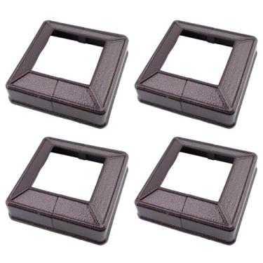 Imagem de Tsnamay 4 peças de sapata de base de flange para trilhos 6 cm x 6 cm/60 mm, postes de deck de liga de alumínio, cobertura de plástico para flange, capas de saia de borne, café vintage