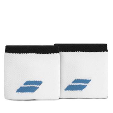 Imagem de Munhequeira Babolat Logo Curta com 02 Unidades Branco e Azul