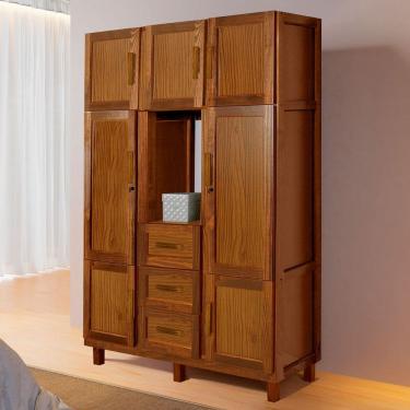 Imagem de Guarda-Roupa Solteiro Belém Madeira Maciça 7 Portas 3 Gavetas 4 Prateleiras com Espelho Ypê - Pnr Móveis