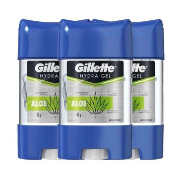 Imagem de Kit Desodorante Gel Antitranspirante Gillette Hydra Gel Aloe 82g - 3 Unidades