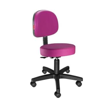 Imagem de Cadeira Mocho C/Encosto Giratório Estética Massagista e Tatuador, Rosa Pink Direto da Fábrica(Pink)