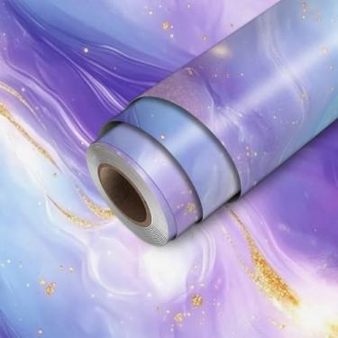 Imagem de HOMETITUTE Papel de parede Lavender Galaxy Papel de parede de contato com adesivo 45 cm x 300 cm Revestimento de parede de vinil removível para quarto e escritório