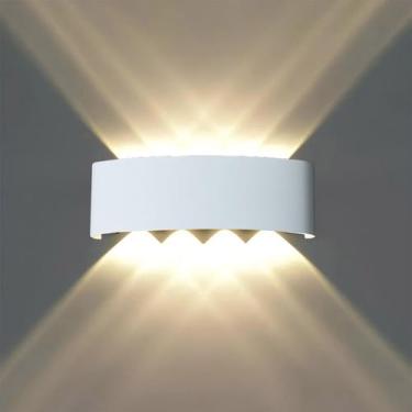 Imagem de Arandela de parede meia lua externa branca 8 fachos 3000k embuled