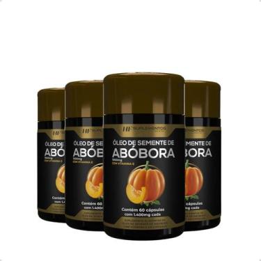 Imagem de 4x oleo de semente de abobora 1400mg 60caps hf suplementos