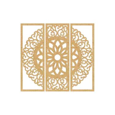 Imagem de Quadro Decorativo Mdf Cru Mandala Arabesco 40X20Cm