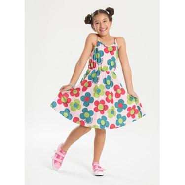 Imagem de Vestido Alcinha Verão Menina Rosa Flores Coloridas - Molekada, 2
