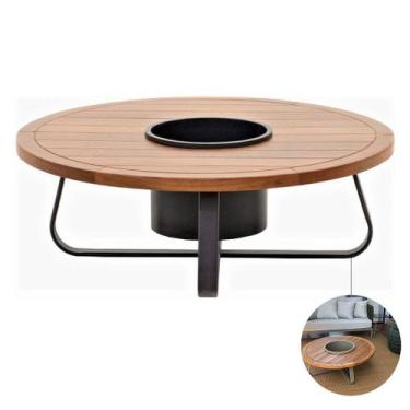 Imagem de Mesa de Centro Flórida 1,00m Tampo de Madeira Champanheira Embutida - 