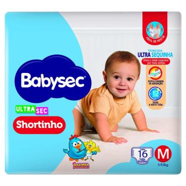 Imagem de Fralda Babysec Ultrasec Shortinho Tamanho M 16 Unidades Descartáveis