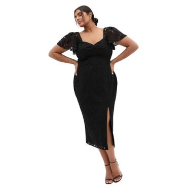 Imagem de City Chic Vestido feminino plus size - Maisie Lace Midi, Preto, 54