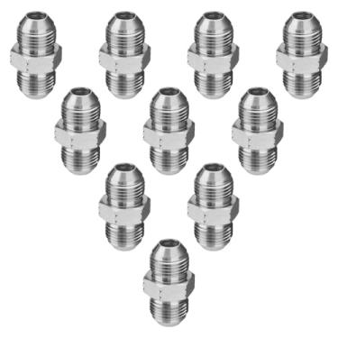 Imagem de Racewill Pacote com 10 adaptadores de mangueira hidráulica: 1/5.1 cm JIC macho x 1/5.1 cm JIC macho, conectores hidráulicos de tubo reto com tampa de proteção