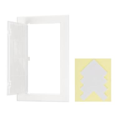 Imagem de PATIKIL Painel de acesso para drywall 25 x 15 cm, 1 conjunto de plástico ABS capa de orifício de parede porta de acesso com fita dupla face para teto de parede elétrica, branco