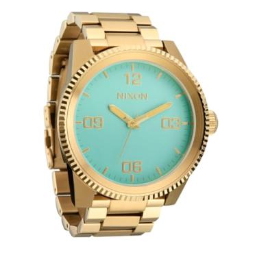 Imagem de Nixon Relógio masculino Corporal SS A346. 100 m resistente à água XL (mostrador do relógio de 48 mm. Pulseira de aço inoxidável de 24 mm), ouro/turquesa/ouro, Aço inoxidável corporal