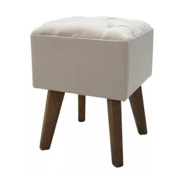 Imagem de Puff Quadrado Capitonê Pé Palito - Cerâmica Regina, Bege