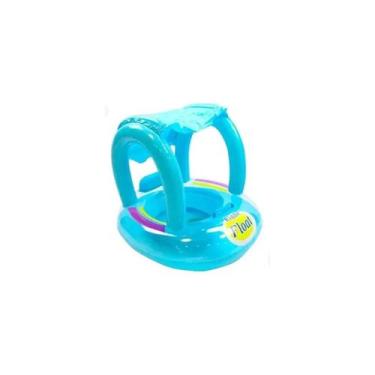 Imagem de Boia bote inflafel com cobertura e fralda para bebe rosa/azul - Kiddie