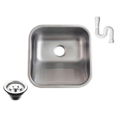 Imagem de Tanque As Inox 304 Fosco 40x40 Medio Sobrepor E Embutir 22l