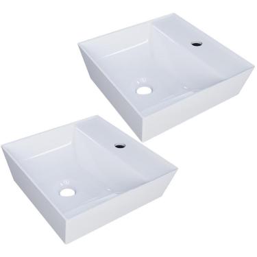 Imagem de Kit 02 Cubas De Apoio Angular Quadrada Lavabo Volcano C01 Aq33w Branco - Lyam