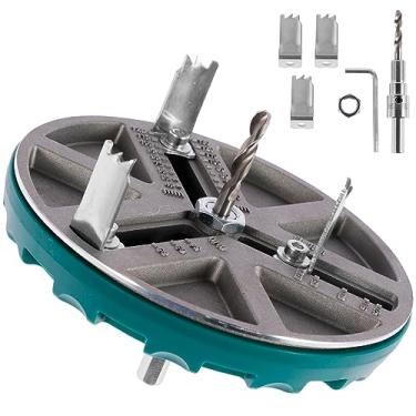 Imagem de Serra de furo ajustável com diâmetro de 45 a 130 mm, broca de perfuração, multifuncional, marcenaria, ajustável, para perfuração, drywall, madeira compensada, materiais plásticos (placa, prata + verde