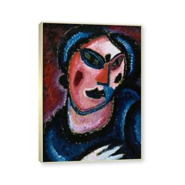 Imagem de NHLDZYH Moldura de champanhe. Impressões de arte Alexej von Jawlensky - Pintura de retrato - (luva branca) - Pôster de decoração de parede vintage. 50 x 70 cm - 19,6 x 27,5 pol