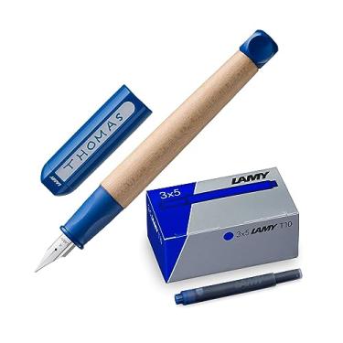 Imagem de Lamy Conjunto de 1 caneta-tinteiro ABC em azul com ponta A para iniciantes e 1 conjunto de 3 cartuchos de tinta T10 na caixa original - cor azul
