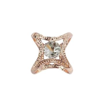 Imagem de Broche de anel de folha de trevo cruzado para mulheres meninas moda redondo cristal abstrato dupla face xale cachecóis fivela fecho clipe anéis broches acessórios de vestido delicado joias, Medium